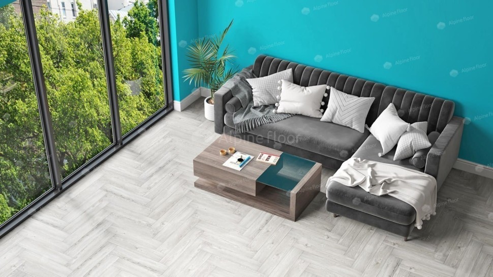 Виниловая плитка "Alpine Floor" Parquet LVT Снежный (590*118*2,5 мм) — купить в Великом Новгороде