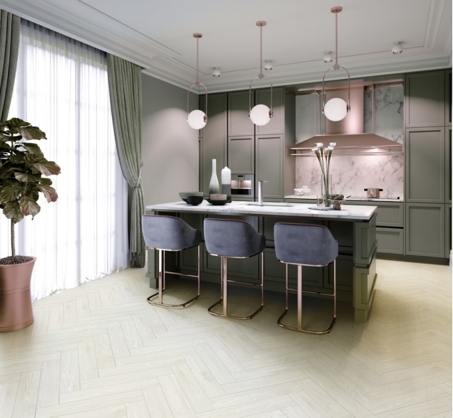 Виниловый ламинат SPC "Cronafloor" Herringbone Дуб Нант (640*128*4,5 мм) — купить в Великом Новгороде