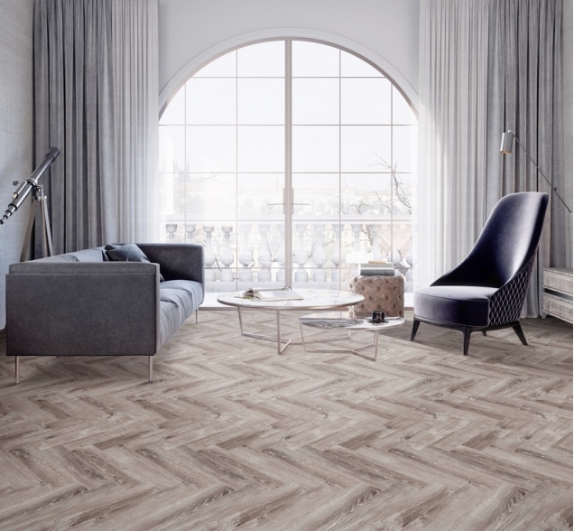 Виниловый ламинат SPC "Cronafloor" Herringbone Дуб Тулон (640*128*4,5 мм) — купить в Великом Новгороде