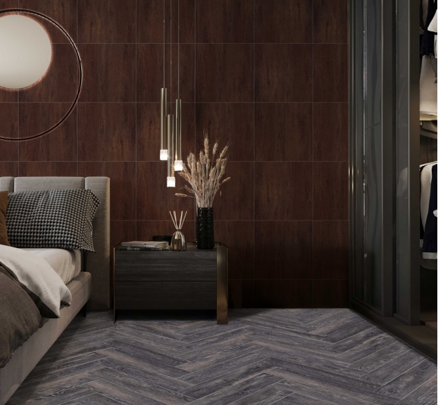 Виниловый ламинат SPC "Cronafloor" Herringbone Дуб Бордо (640*128*4,5 мм) — купить в Великом Новгороде