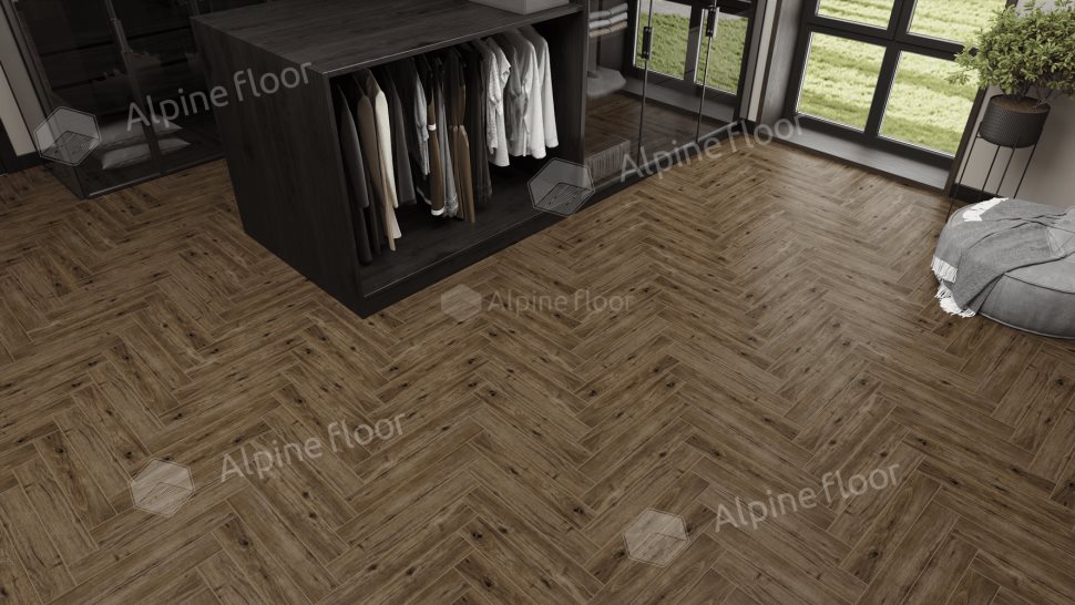Ламинат "Alpine Floor" Herringbone 12 PRO Дуб Бордо (606*101*12 мм) — купить в Великом Новгороде