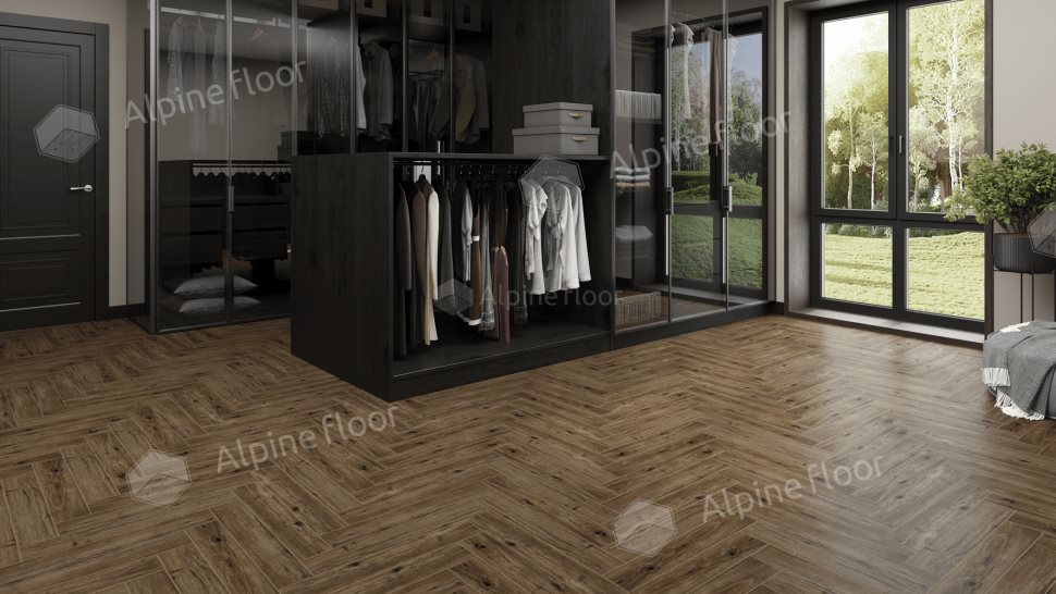 Ламинат "Alpine Floor" Herringbone 12 PRO Дуб Бордо (606*101*12 мм) — купить в Великом Новгороде