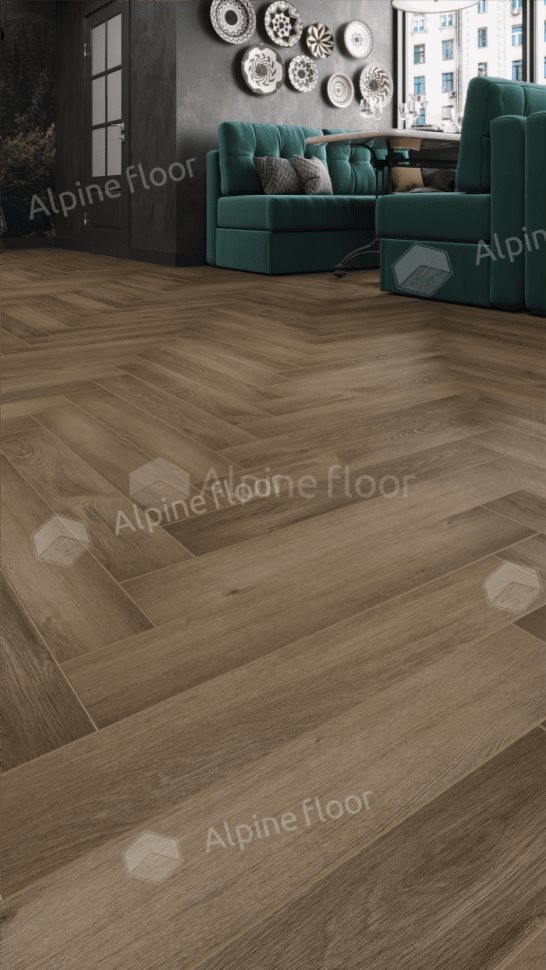 Ламинат "Alpine Floor" Herringbone 12 PRO Дуб Анжу (606*101*12 мм) — купить в Великом Новгороде